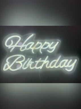 LED 'Happy Birthday' Neon Sign in White - Unbranded